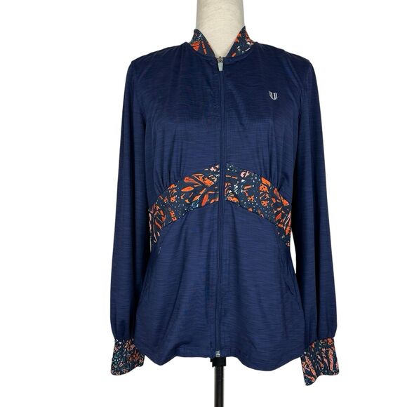Eleven Venus Williams Track Jacket Large Full Zip Navy Blue Orange Athletic - Picture 1 of 12